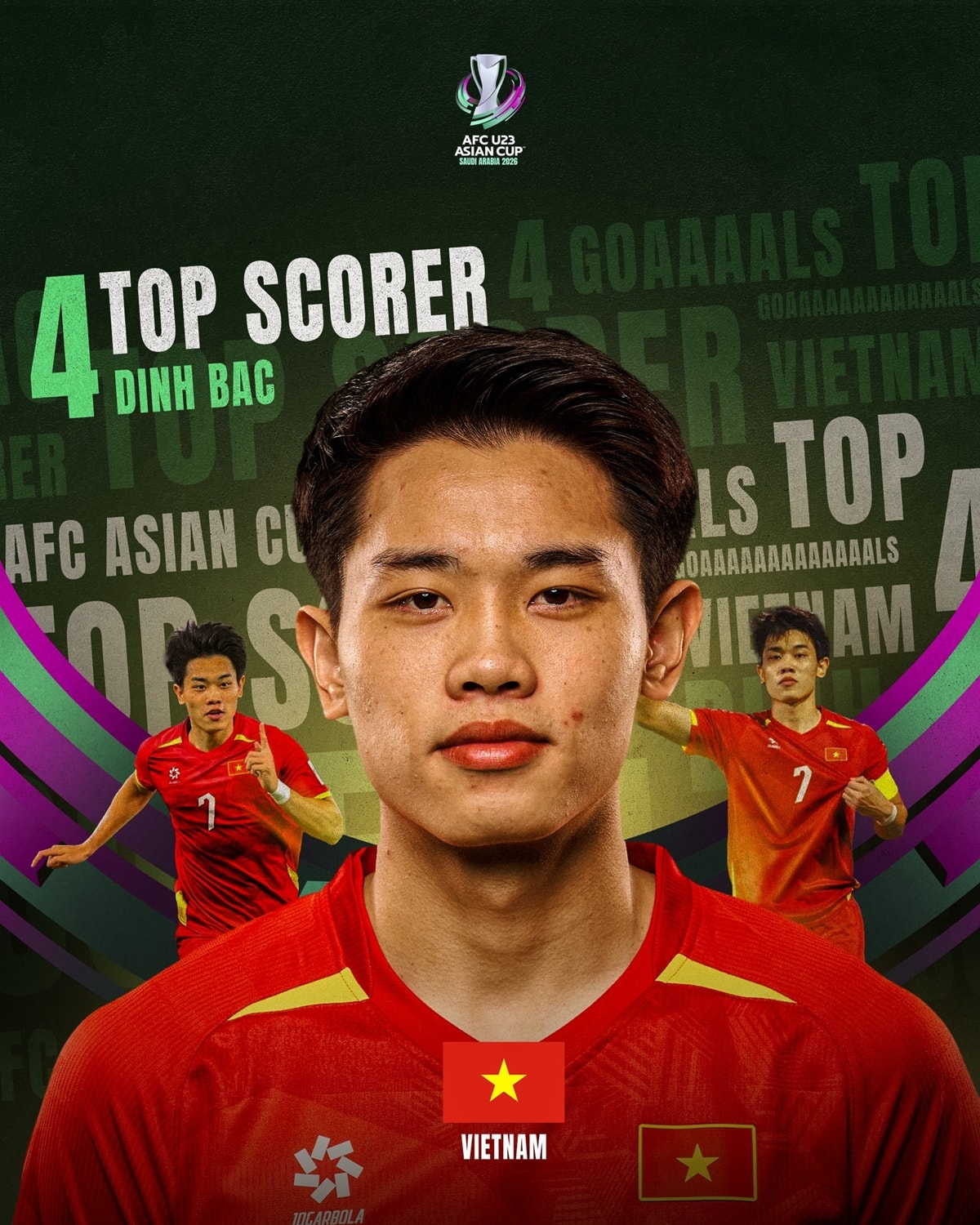 Tiền đạo Nguyễn Đình Bắc sẽ nhận danh hiệu Vua phá lưới U23 châu Á 2026 tại sân Hàng Đẫy