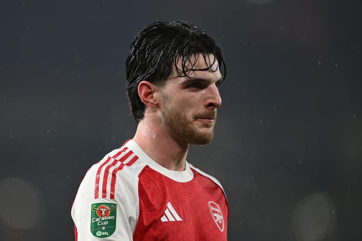 Declan Rice trong trận bán kết lượt về gặp Chelsea.