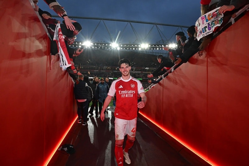 Declan Rice thể hiện vai trò quan trọng trong lối chơi của Arsenal