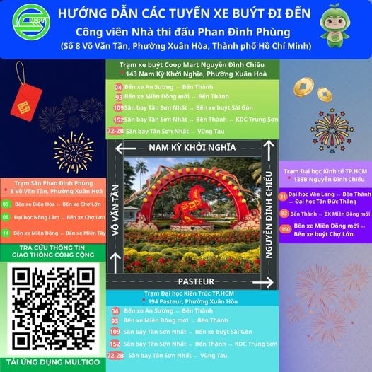 Sơ đồ xe buýt đến công viên Quận 3