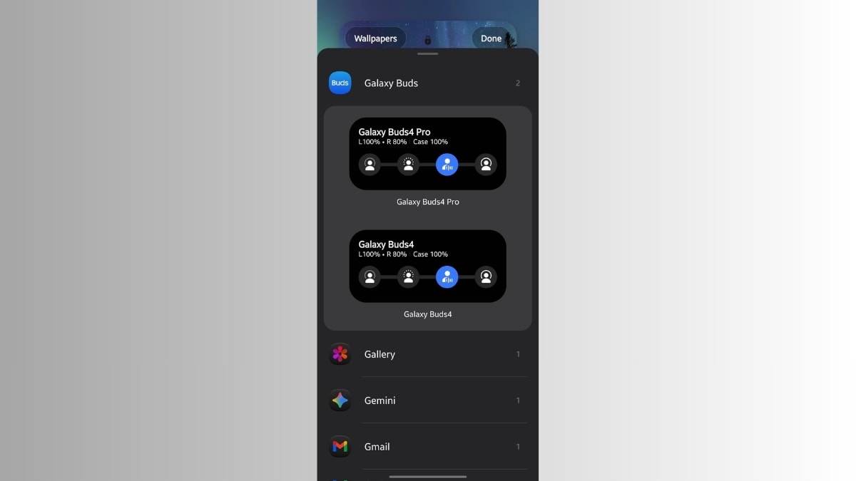 Widget mang tên Galaxy Buds 4 và Galaxy Buds 4 Pro xuất hiện trong ứng dụng LockStar của Samsung
