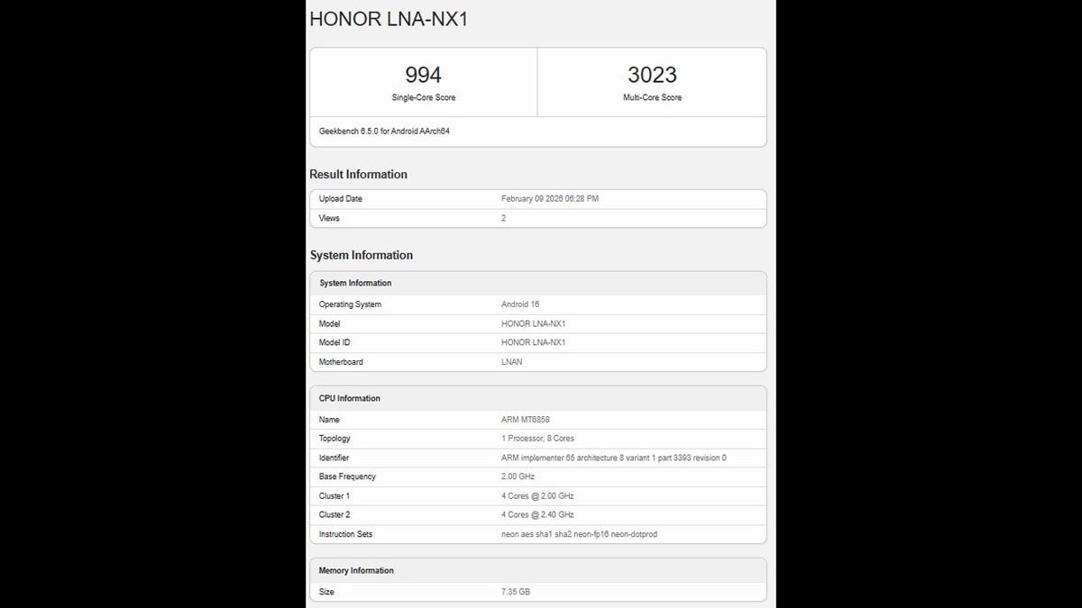 Điểm số Geekbench của HONOR 600 Lite cho thấy hiệu năng ổn định