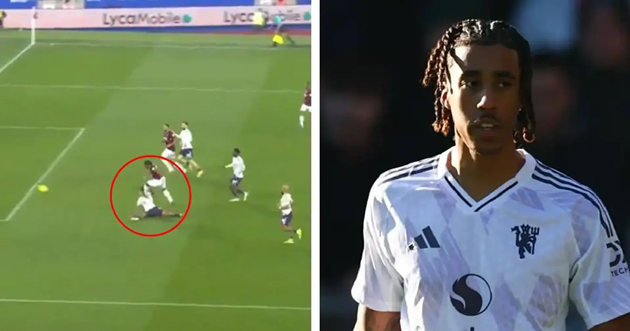 Trung vệ Leny Yoro thực hiện những pha can thiệp chính xác bảo vệ khung thành Man Utd.