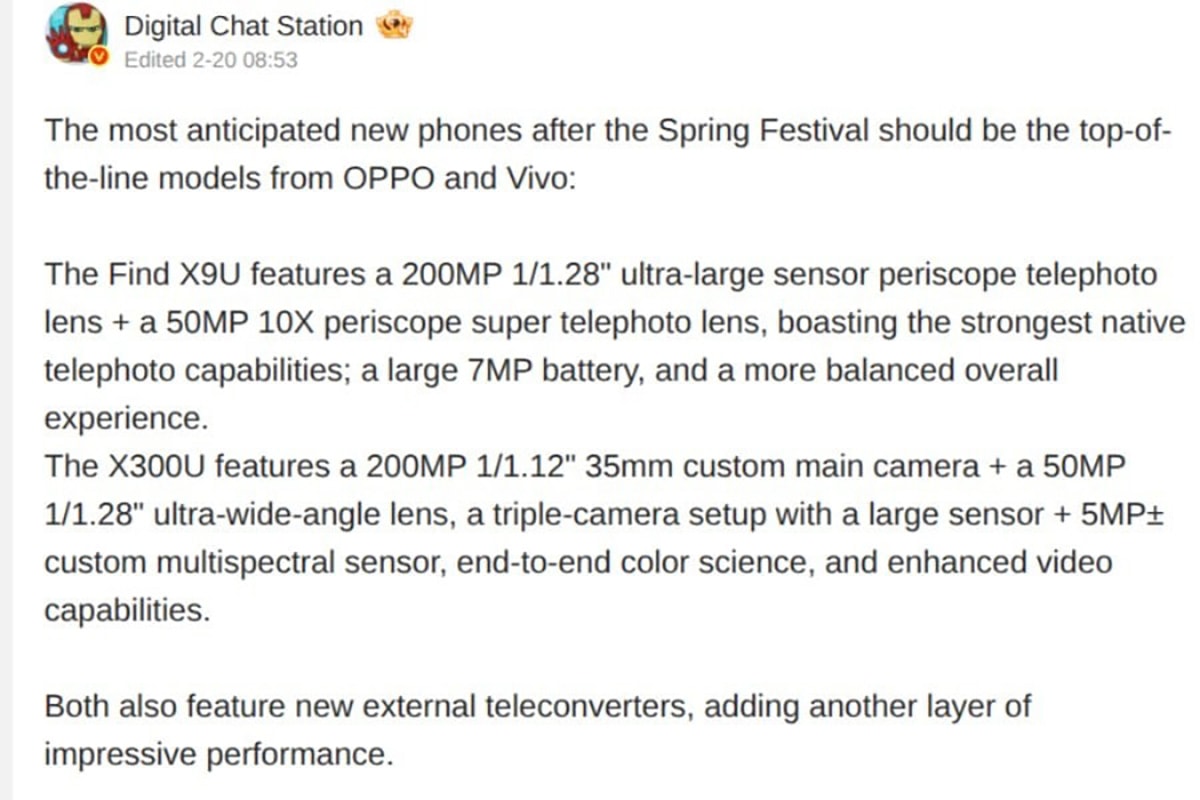 Thông tin camera OPPO Find X9 Ultra và vivo X30 Ultra được tiết lộ