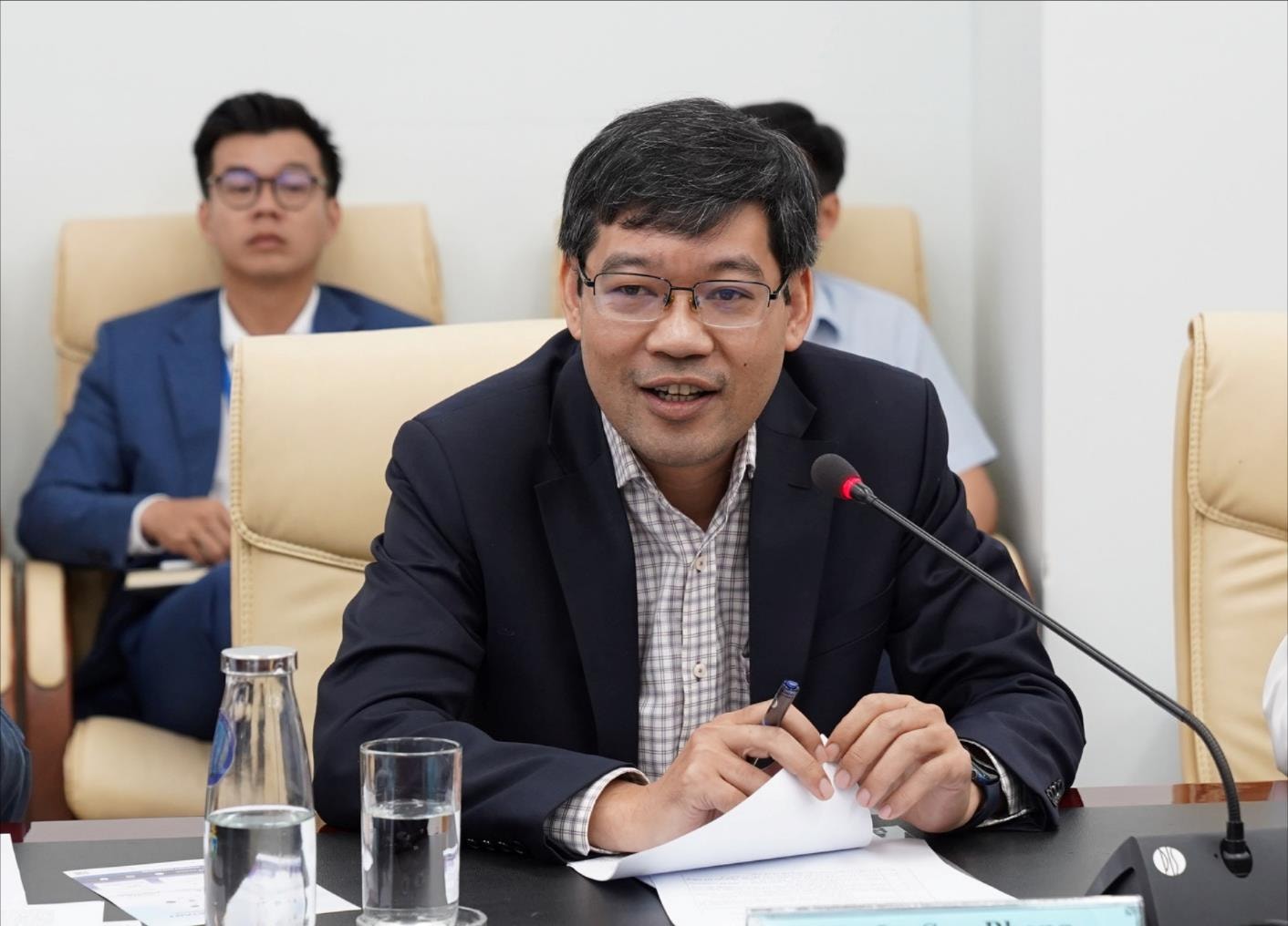 Phó Giám đốc Sở Khoa học và Công nghệ thành phố Lê Sơn Phong phát biểu tại chương trình làm việc với các đối tác Dubai và nhà đầu tư quốc tế. Ảnh: VĂN HOÀNG