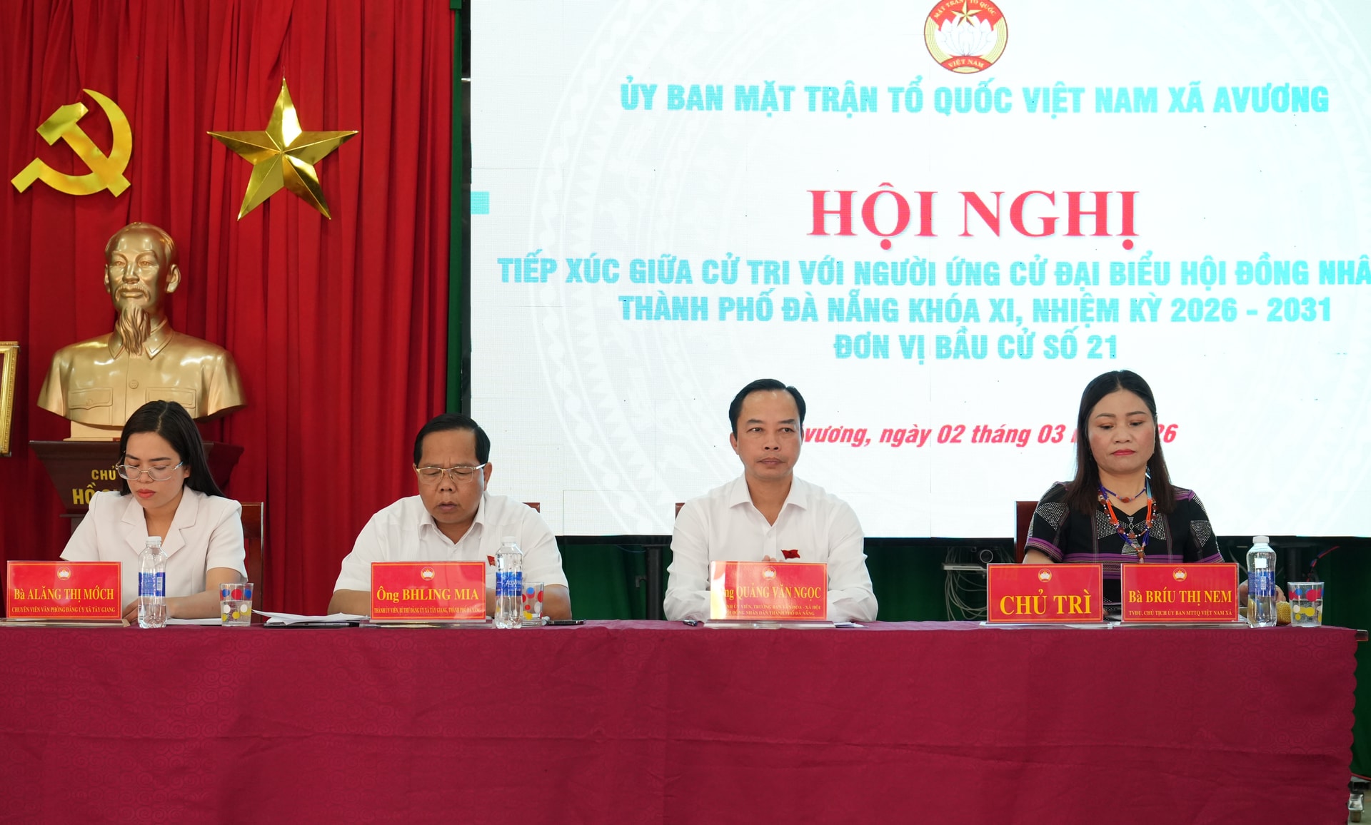 Các ứng cử viên đại biểu Hội đồng nhân dân thành phố Đà Nẵng khóa XI, nhiệm kỳ 2026–2031 thuộc Đơn vị bầu cử số 21 tiếp xúc cử tri tại xã Avương