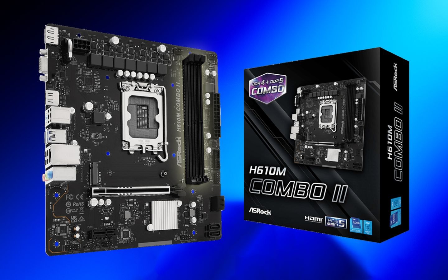 ASRock H610M Combo II hỗ trợ song song hai chuẩn RAM