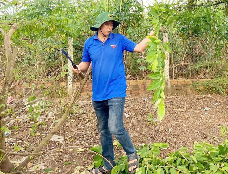 El Sr. Huynh Minh Phat participa en el parto. Foto de VAN PHIN.