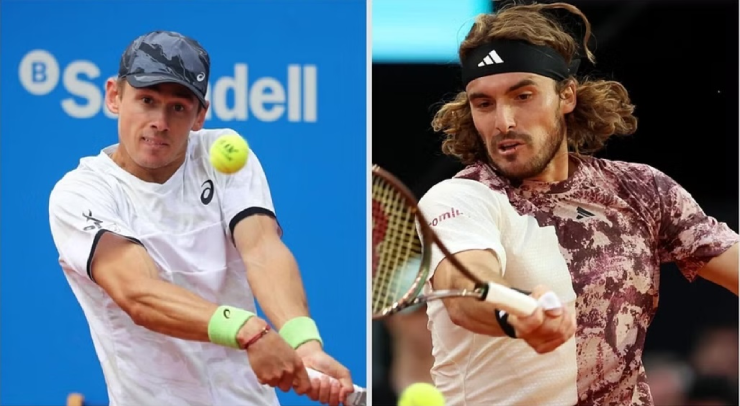 Cặp đấu duyên nợ giữa De Minaur (bên trái) và Tsitsipas (bên phải)