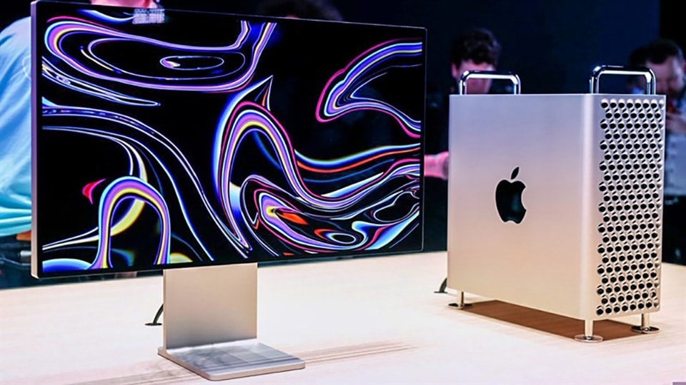 Cận cảnh thiết kế mặt trước của dòng Mac Pro dạng tháp