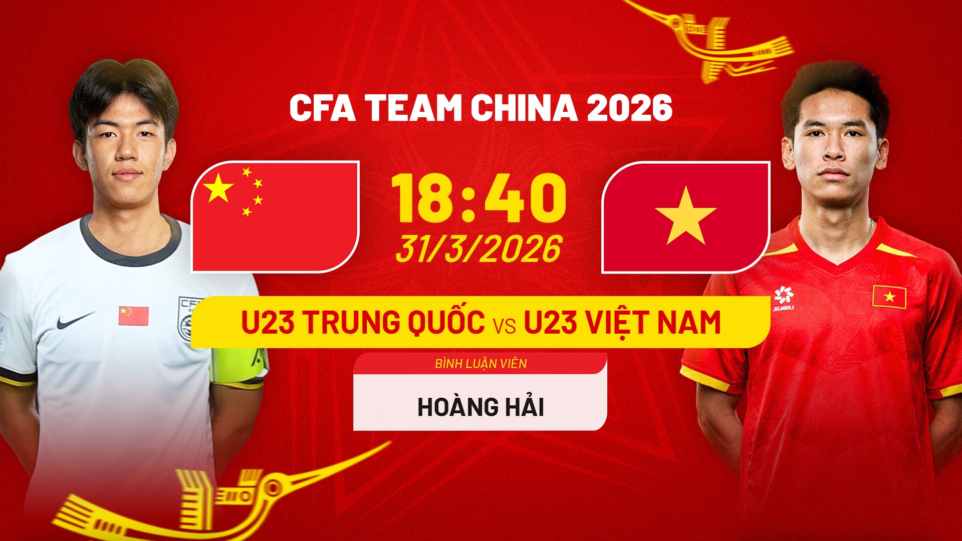 U23 Việt Nam vs U23 Trung Quốc: Trực tiếp trên FPTPlay