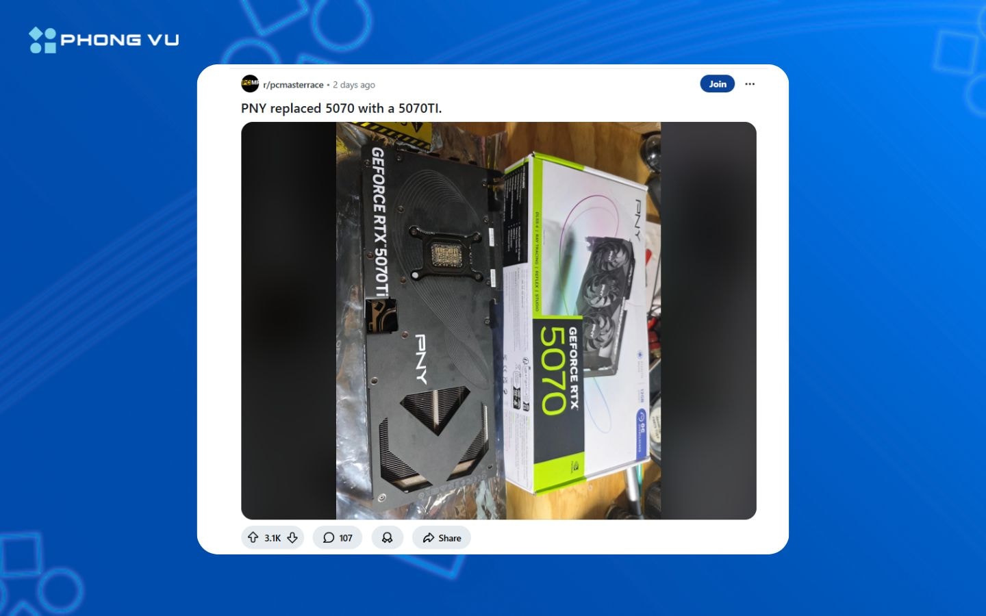 Bài đăng của người dùng Lulnerdge trên Reddit về việc nhận được RTX 5070 Ti