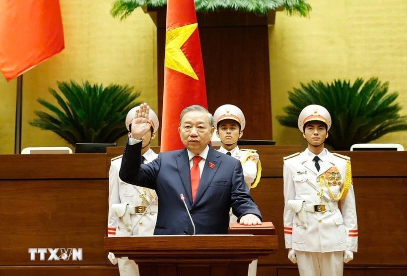 Chủ tịch nước Cộng hòa xã hội chủ nghĩa Việt Nam Tô Lâm tuyên thệ nhậm chức. (Ảnh: Thống Nhất/TTXVN)