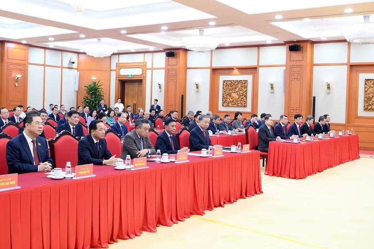 Tổng Bí thư, Chủ tịch nước Tô Lâm và các đồng chí lãnh đạo Đảng, Nhà nước, các đại biểu tham dự hội nghị. (Ảnh: ĐĂNG KHOA) a2-bnd-7692.jpg