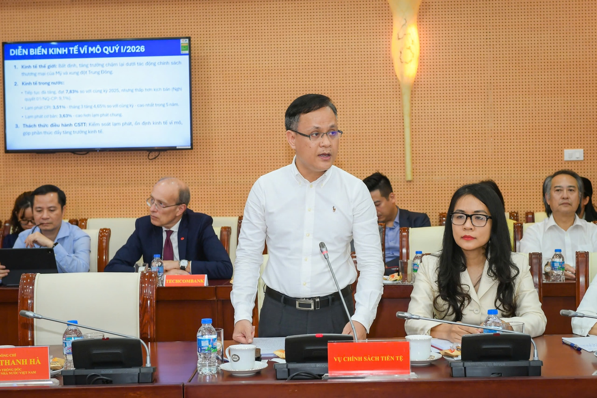 Ông Phạm Chí Quang, Vụ trưởng Vụ Chính sách tiền tệ thông tin về điều hành 3 tháng đầu năm 2026.