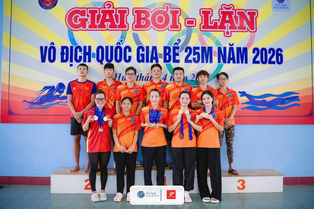 Đội tuyển lặn Đà Nẵng để lại nhiều ấn tượng tại Giải lặn vô địch quốc gia năm 2026 bể 25m. Ảnh: VASA