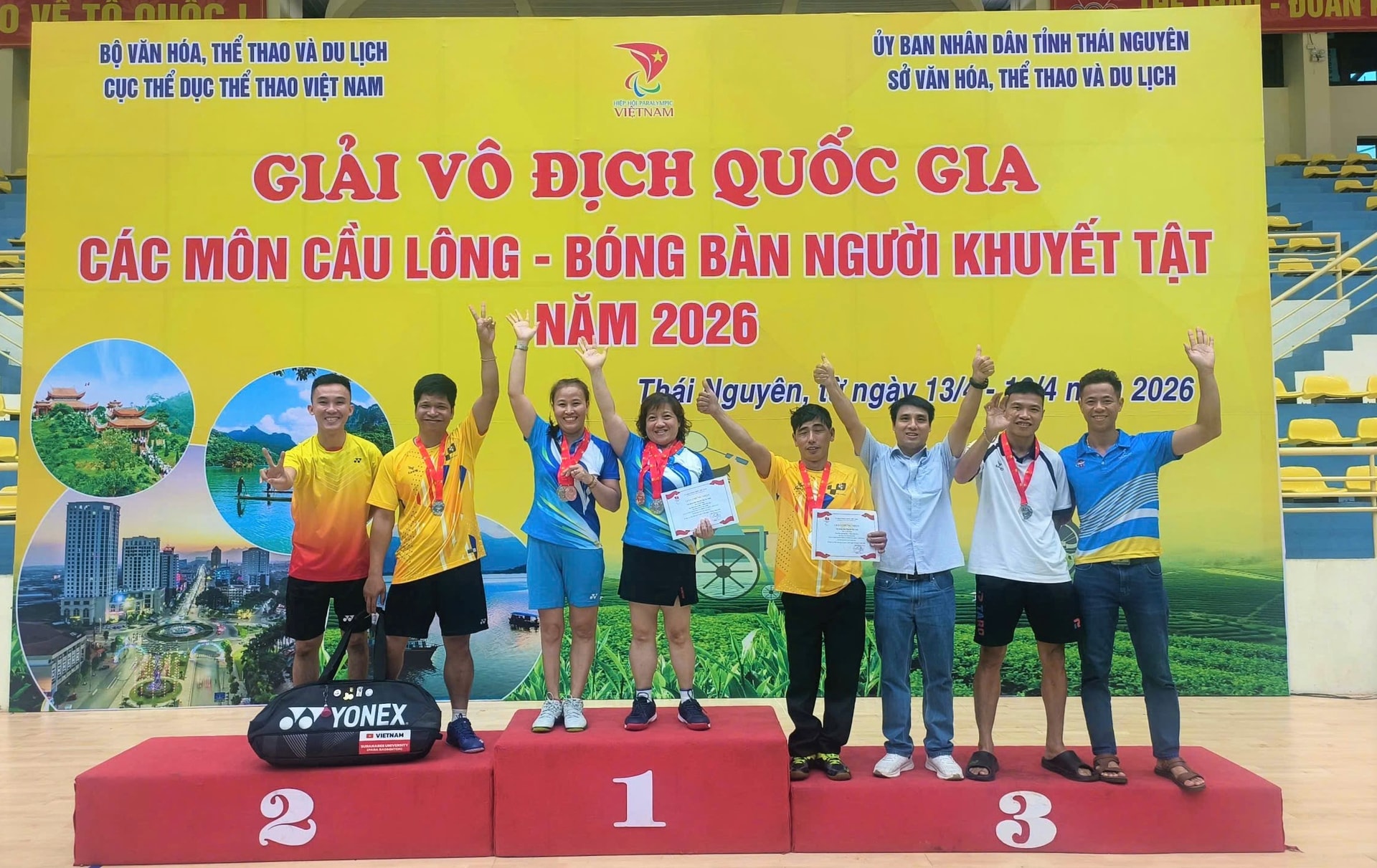 Vận động viên Đà Nẵng giành huy chương tại Giải vô địch quốc gia các môn cầu lông, bóng bàn người khuyết tật năm 2026. Ảnh: NVCC