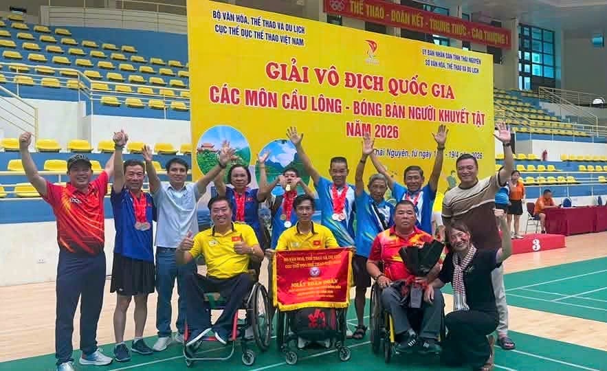 Đoàn thể thao người khuyết tật Đà Nẵng thi đấu thành công, để lại nhiều dấu ấn tại Giải vô địch quốc gia các môn cầu lông, bóng bàn người khuyết tật năm 2026. Ảnh: NVCC