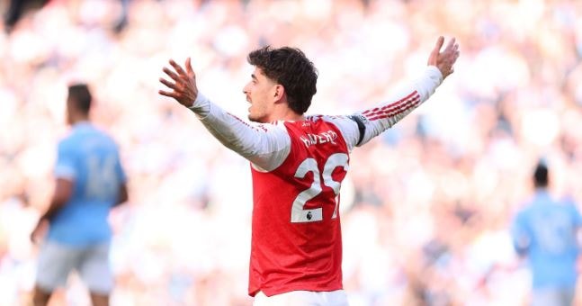 Kai Havertz ghi bàn duy nhất cho Arsenal trong trận đấu với Man City tại Etihad