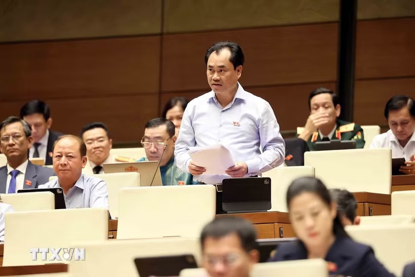 Bộ trưởng Bộ Nông nghiệp và Môi trưởng Trịnh Việt Hùng phát biểu giải trình, làm rõ một số vấn đề đại biểu Quốc hội nêu. (Ảnh: An Đăng/TTXVN)