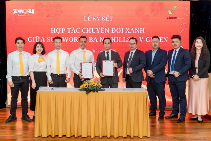 Lễ ký kết giữa V-Green và Công ty Cáp treo Bà Nà tại Đà Nẵng