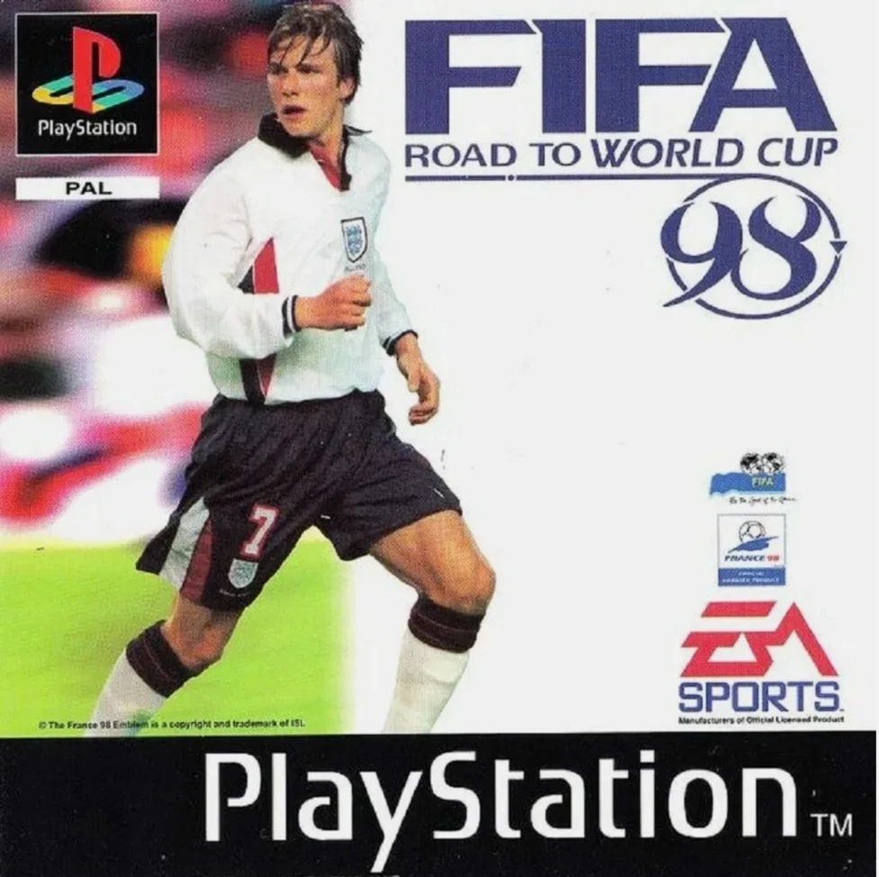 David Beckham trên bìa đĩa game FIFA 98.