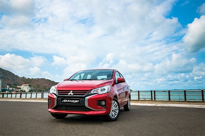 Ngoại thất xe Mitsubishi Attrage 2026 với ngôn ngữ thiết kế Dynamic Shield