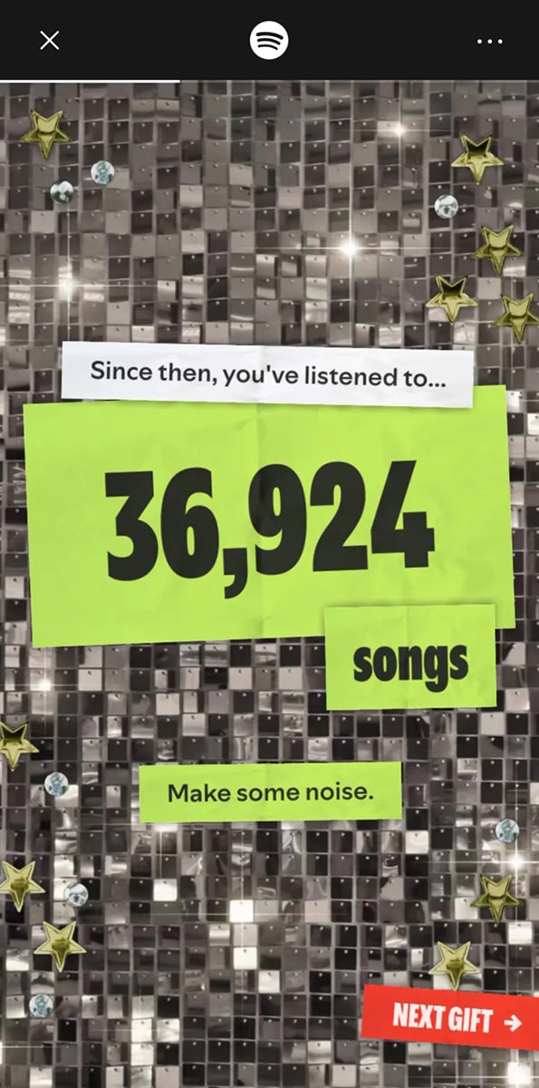 Thẻ thống kê lịch sử nghe nhạc trên Spotify