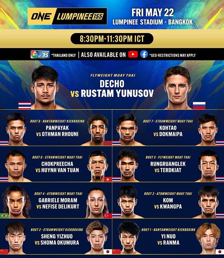 Poster trận đấu giữa Huỳnh Văn Tuấn và đối thủ Chokpreecha tại sự kiện ONE Championship