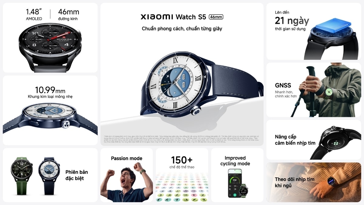 Xiaomi Watch S5 sở hữu nhiều nâng cấp về màn hình và thời lượng pin
