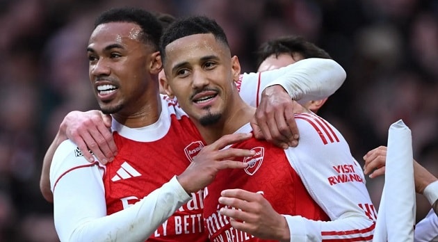 William Saliba và Gabriel tạo nên sự vững chắc nơi hàng phòng ngự Arsenal.