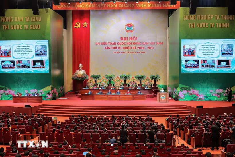 Phiên khai mạc trọng thể Đại hội Đại biểu toàn quốc Hội Nông dân Việt Nam lần thứ IX. (Ảnh: Lê Đông/TTXVN)