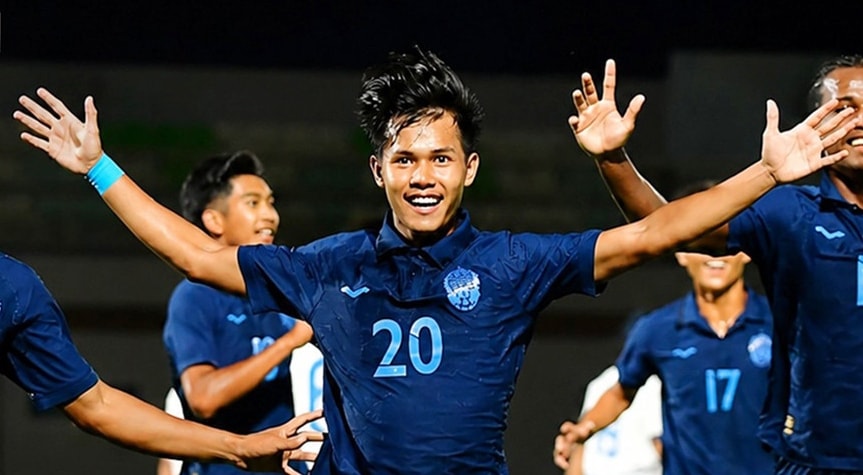 U19 Campuchia ăn mừng bàn gỡ hòa đầy cảm xúc trước U19 Australia tại giải vô địch U19 Đông Nam Á 2026.