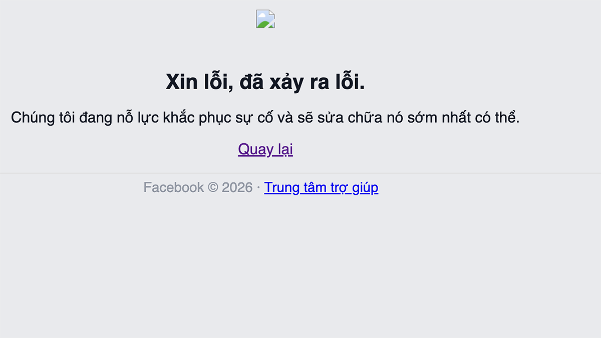 Thông báo lỗi khi truy cập Facebook trên trình duyệt web