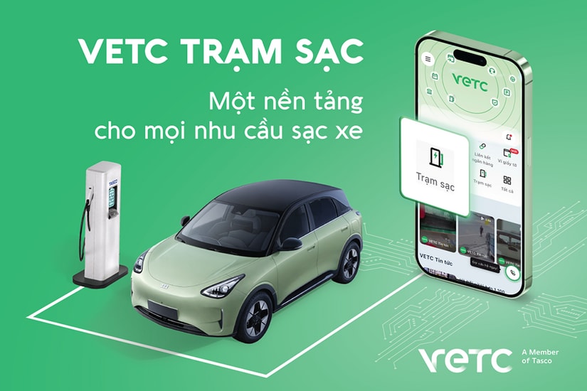 Giao diện ứng dụng VETC Trạm sạc cho phép người dùng tìm kiếm và quản lý phiên sạc xe điện.