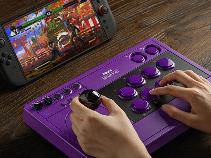 Cần điều khiển 8BitDo Arcade Stick phiên bản màu tím hỗ trợ Nintendo Switch và Switch 2.