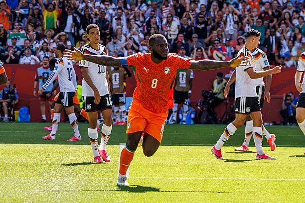 Franck Kessie ghi bàn mở tỷ số cho Bờ Biển Ngà trong trận đấu với Đức tại World Cup 2026.