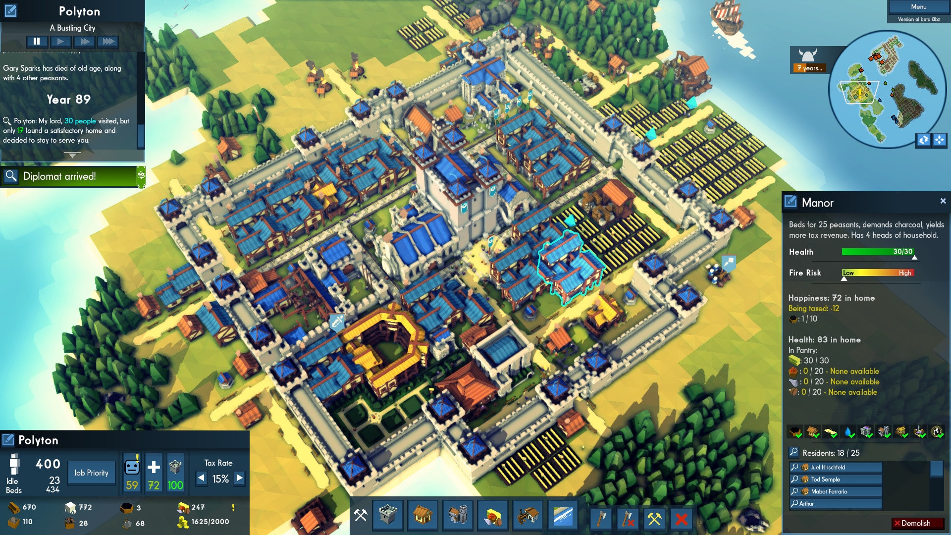Hình ảnh mô tả một thành phố trong game Kingdoms and Castles.