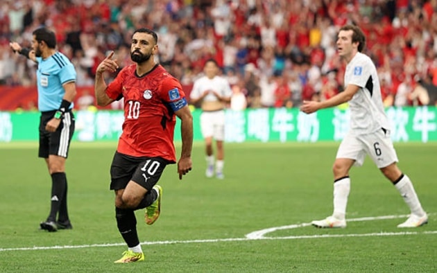 Mohamed Salah ăn mừng bàn thắng quan trọng giúp Ai Cập dẫn trước New Zealand.