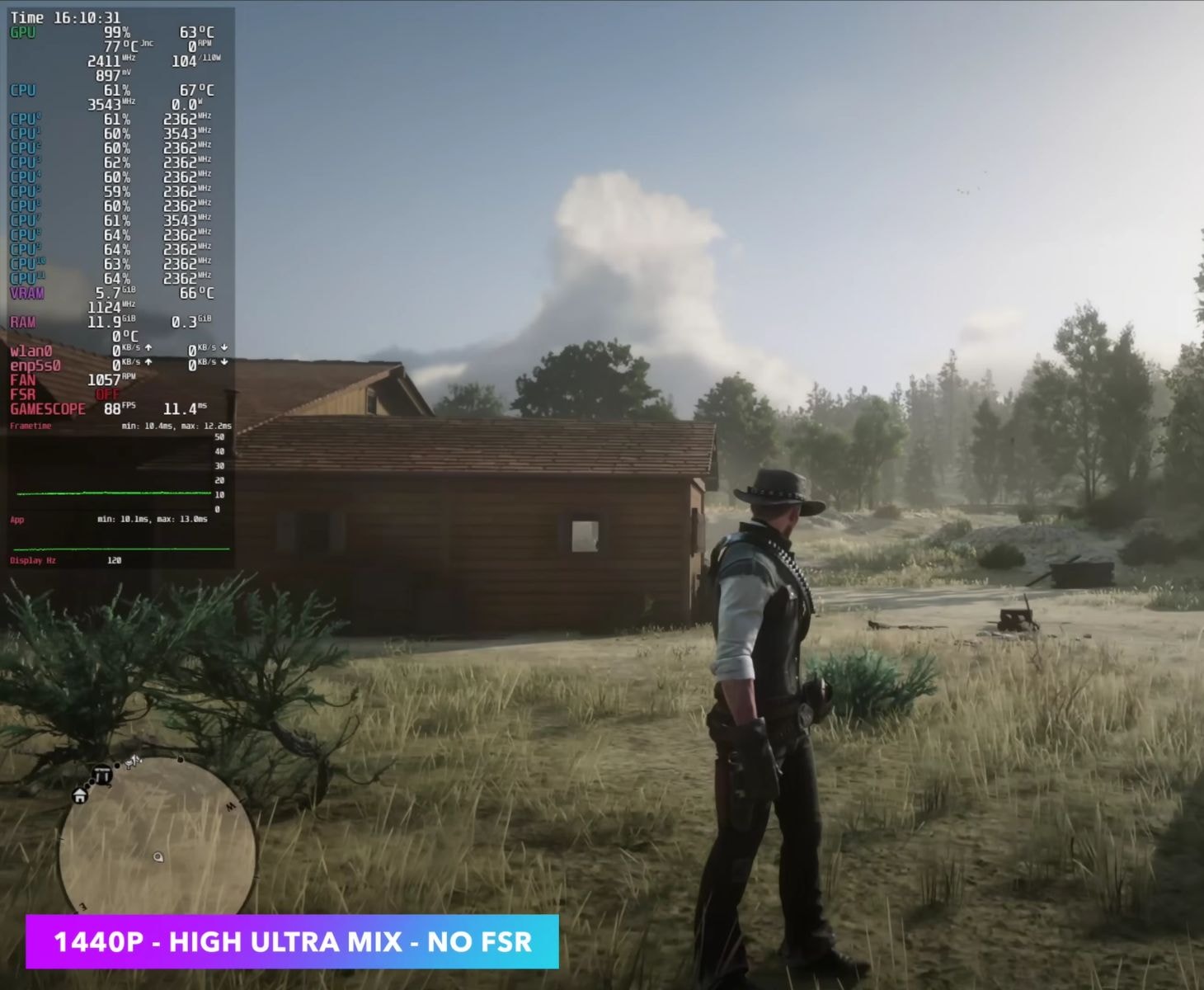 Red Dead Redemption 2 chạy trên Steam Machine ở 1440p với thiết lập High và Ultra