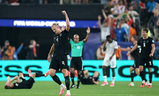 Erling Haaland ăn mừng bàn thắng trong trận gặp Senegal tại World Cup 2026.
