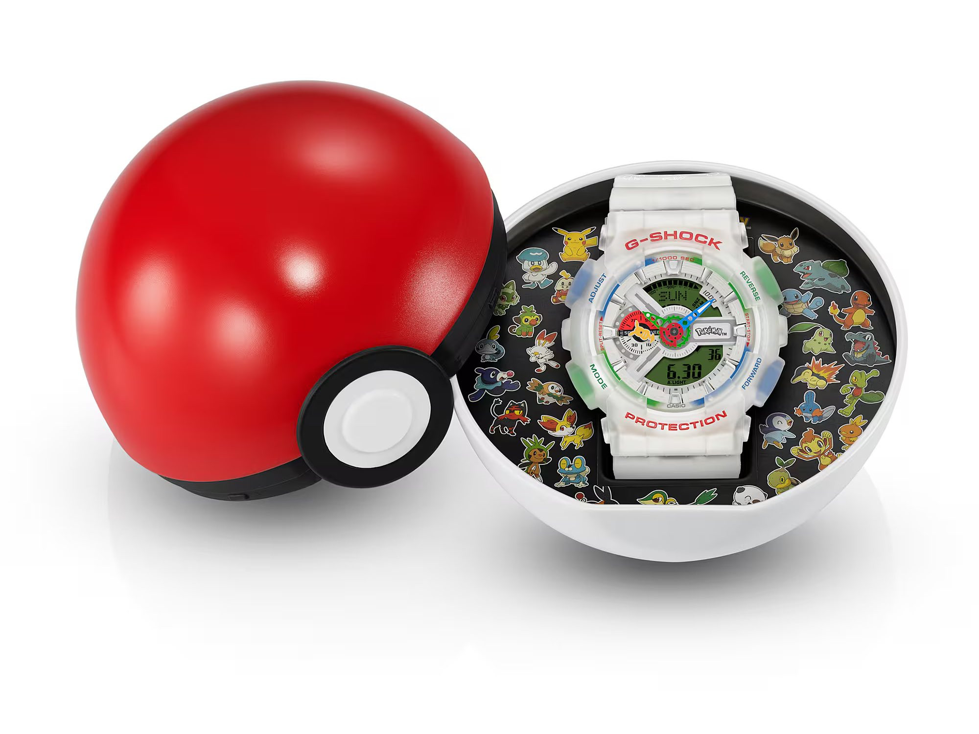 Casio G-Shock Pokémon 30th Anniversary GA-110 đựng trong hộp Poké Ball