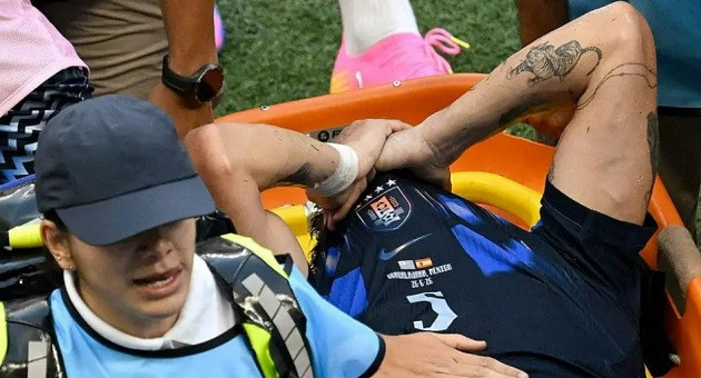 Manuel Ugarte dính chấn thương nặng trong màu áo đội tuyển Uruguay tại World Cup 2026.