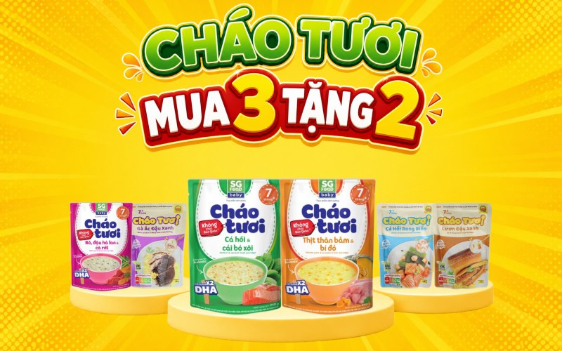 Chương trình Flash Sale mua 3 tặng 2 cháo tươi Cây Thị và SG Food tại Bách hóa XANH