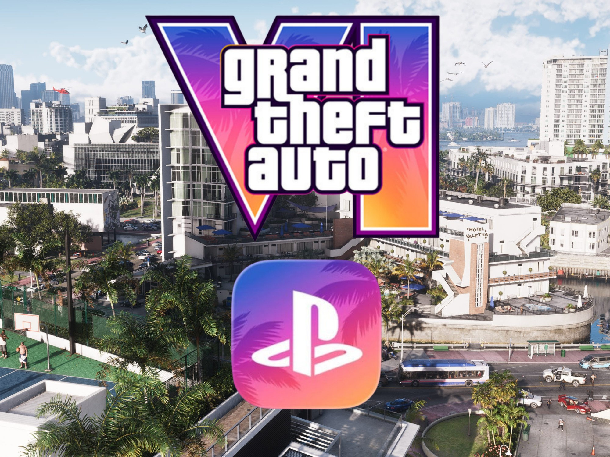 GTA 6 PlayStation Marketing Logo GTA 6 hiển thị cùng biểu tượng ứng dụng PlayStation