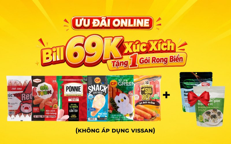 Ưu đãi mua xúc xích tặng ngay rong biển tại Bách hóa XANH Online
