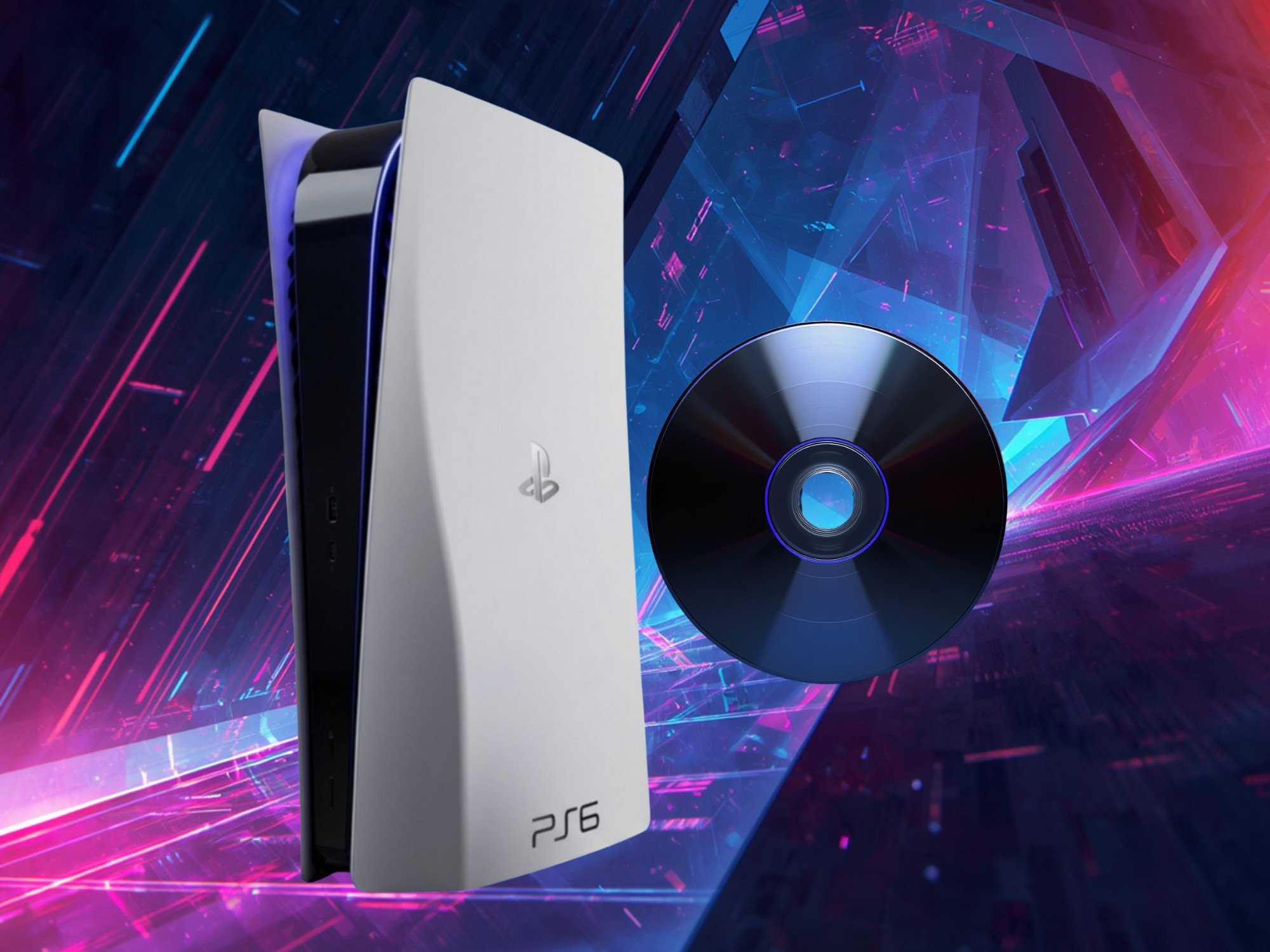 Bản dựng mô phỏng máy chơi game PS6 với đĩa vật lý