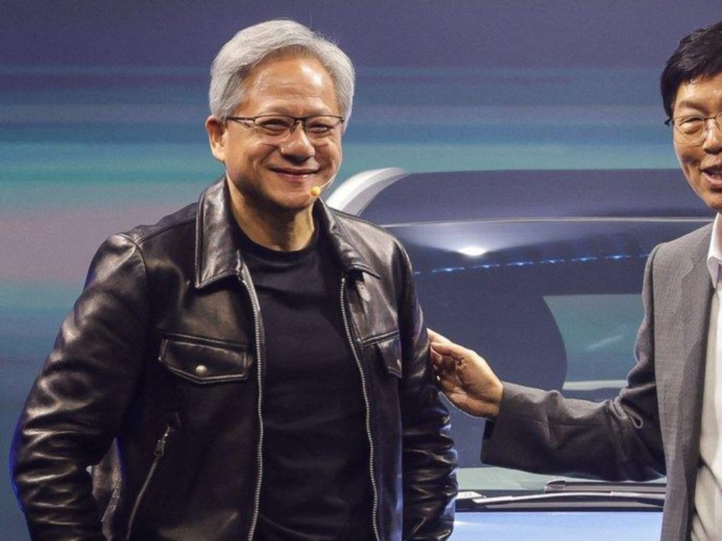 Jensen Huang mặc áo khoác da Tom Ford tại Taipei