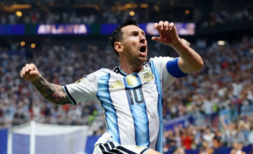 Lionel Messi ăn mừng bàn thắng trong màu áo đội tuyển Argentina tại World Cup 2026