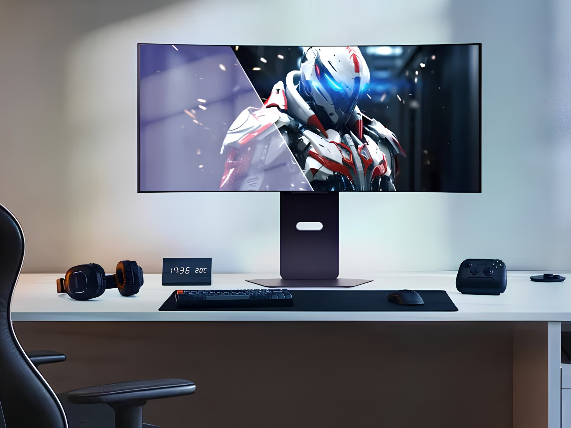 Màn hình gaming LG OLED 34 inch cong siêu rộng trên bàn làm việc